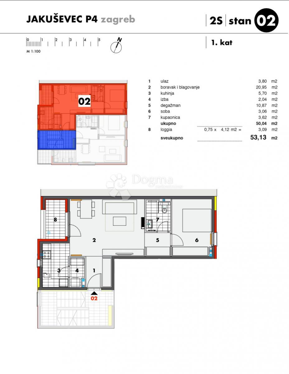 Allogio Jakuševec, Novi Zagreb - Istok, 56,26m2