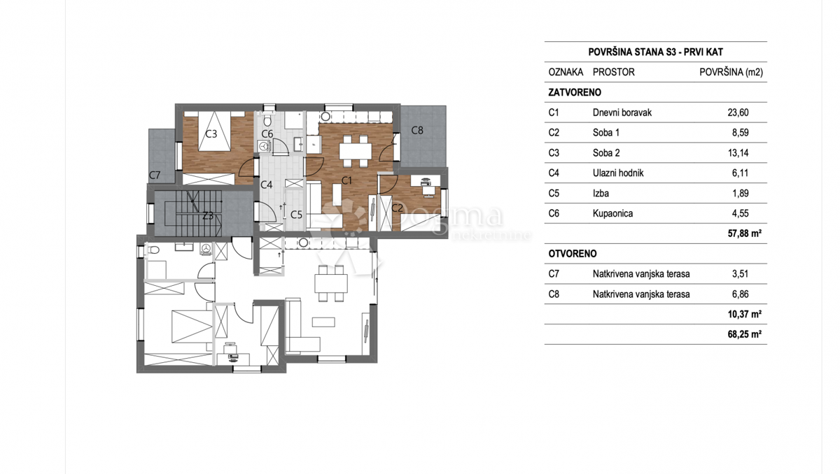 Allogio Vidici, Šibenik, 63,06m2