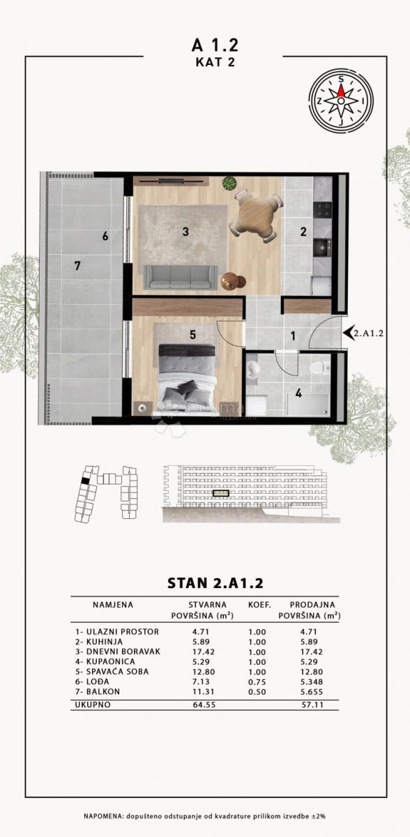 Allogio Crvene kuće, Zadar, 51,98m2