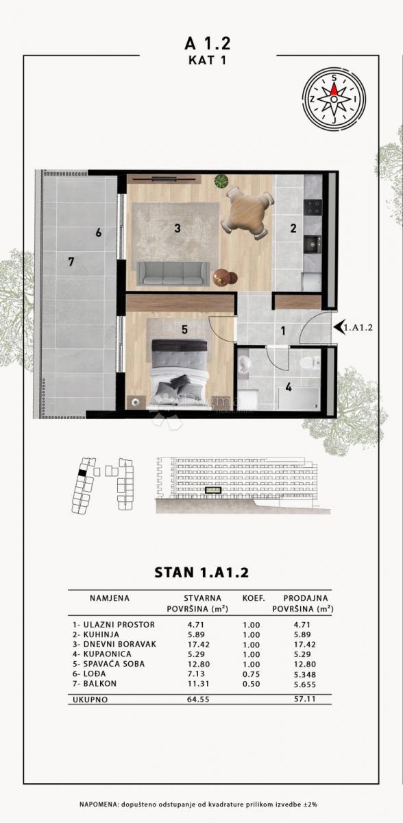 Allogio Crvene kuće, Zadar, 51,98m2