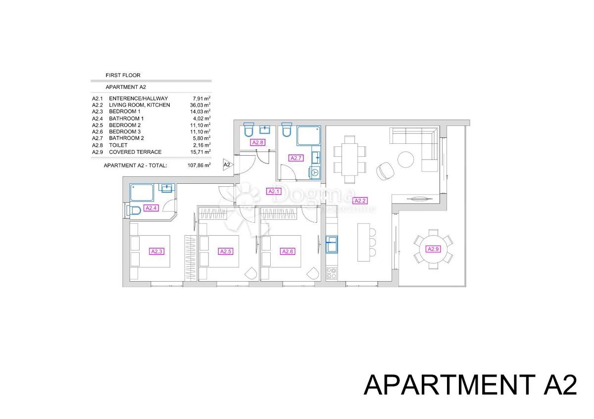 Appartamento Vrbnik, 107,86m2