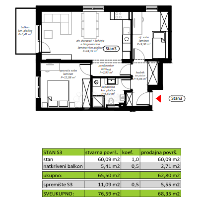 Allogio Novi Marof, 61,98m2