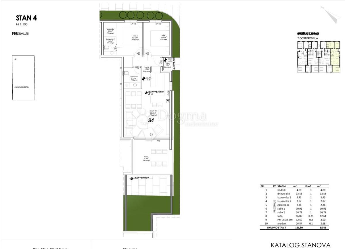 Nuovo edificio Privlaka, piano terra a 120 m dal mare