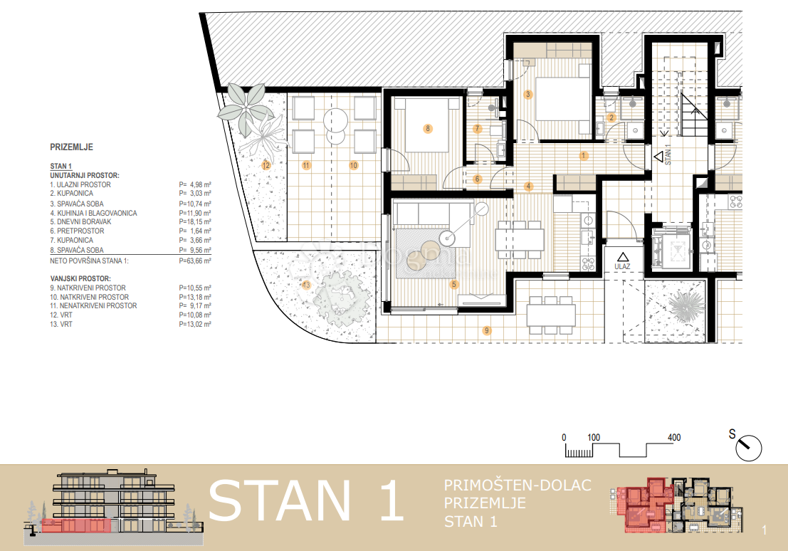 PRIMOŠTEN - PIANO TERRA PRIMA FILA SUL MARE