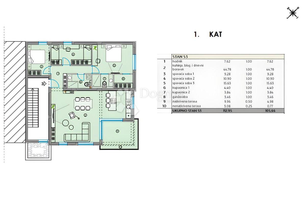 Allogio Bibinje, 112,95m2