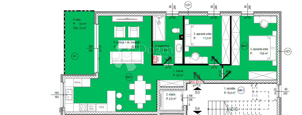 Allogio Crvene kuće, Zadar, 85,91m2