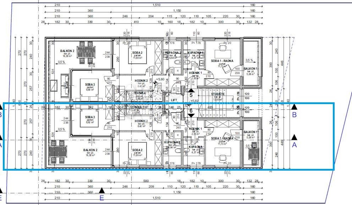 Appartamento Povljana, 122m2