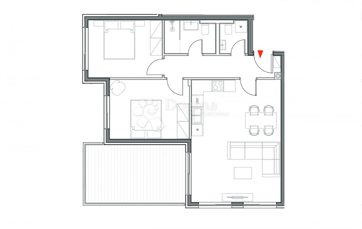 Appartamento monolocale, piano terra, con cortile, nuova costruzione, Umago
