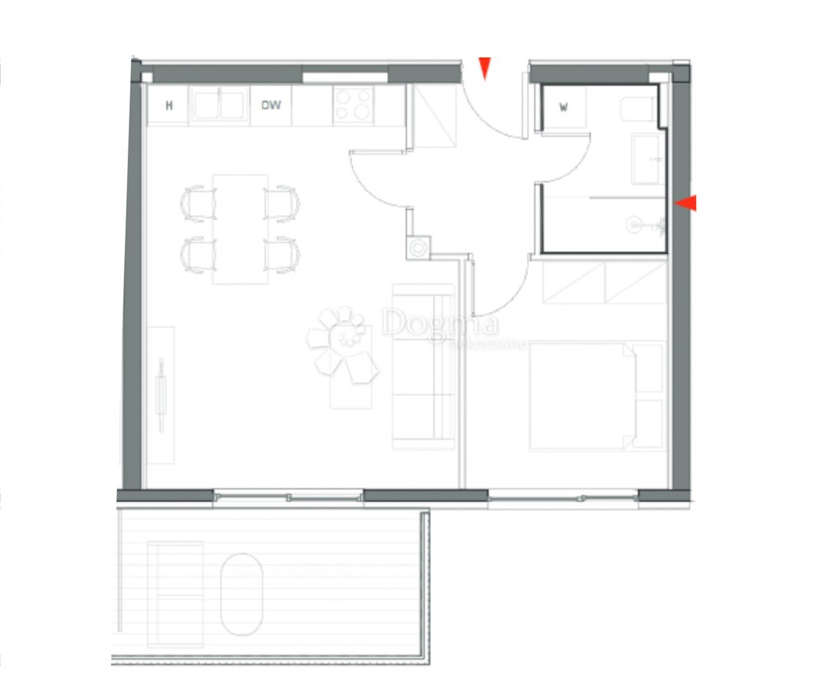 Appartamento monolocale, piano terra, con cortile, nuova costruzione, Umago