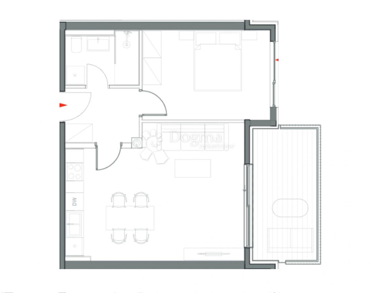Appartamento monolocale, piano terra, con cortile, nuova costruzione, Umago
