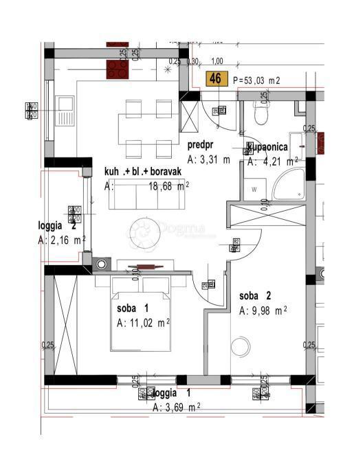 Allogio Kaštanjer, Pula, 60,34m2