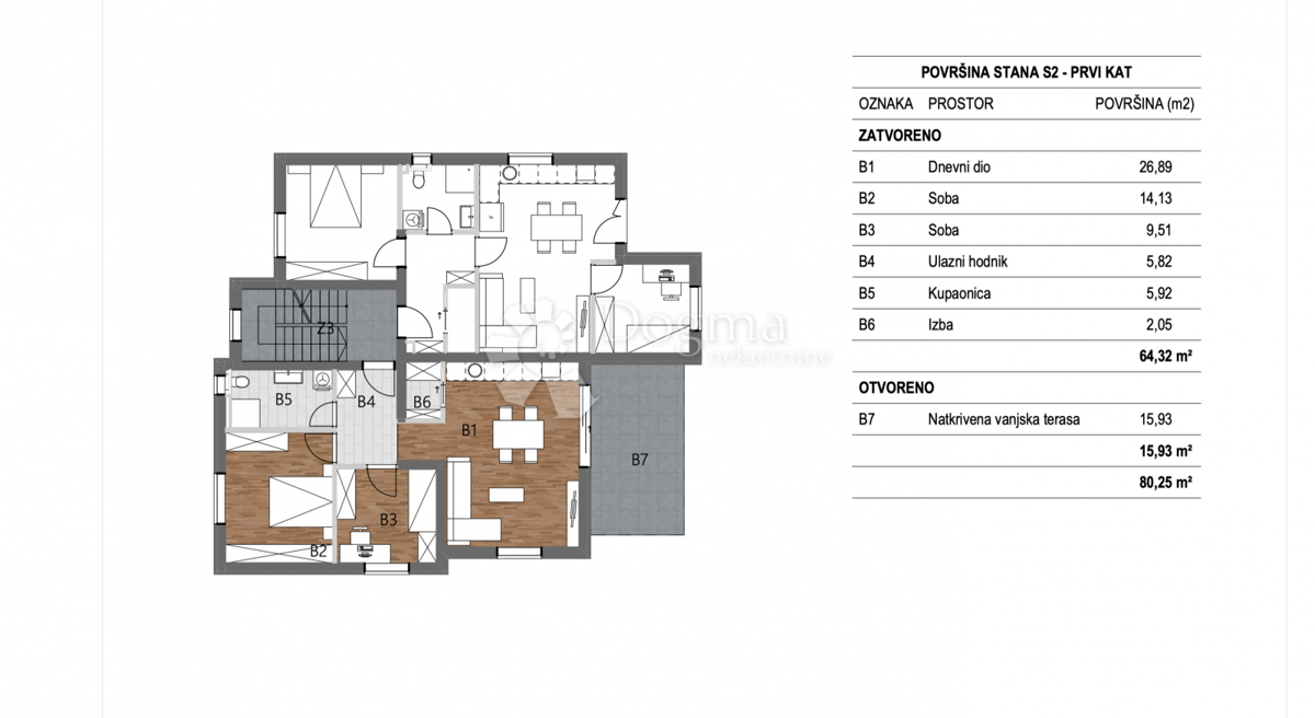 Allogio Vidici, Šibenik, 72,32m2