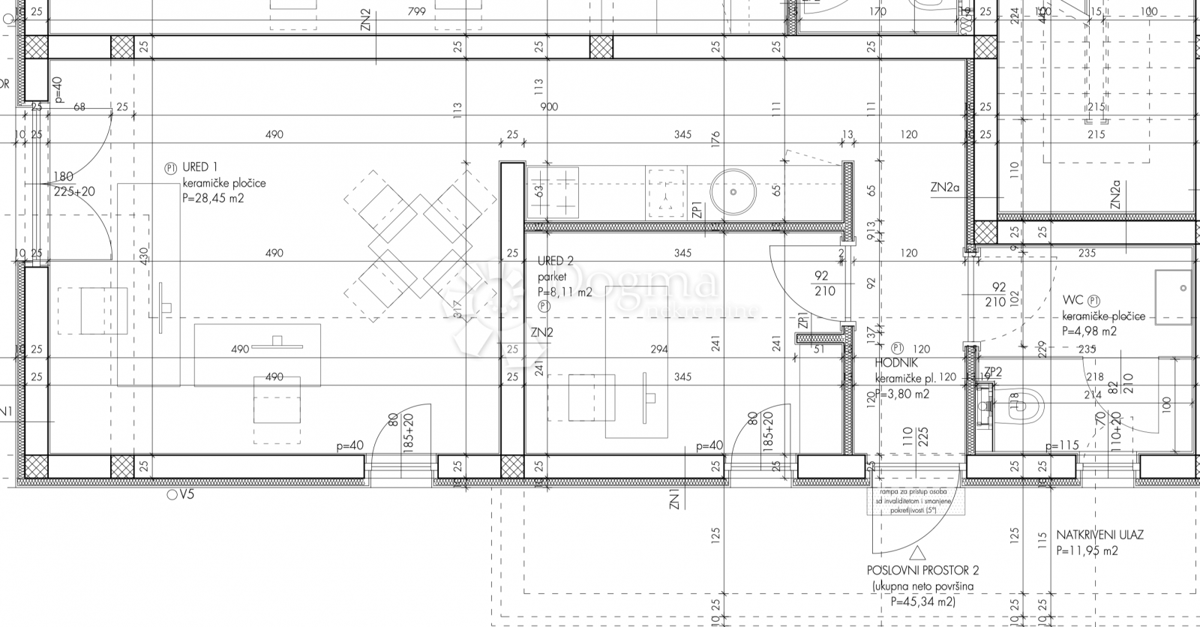 Locale commerciale Crnica, Šibenik, 45,34m2