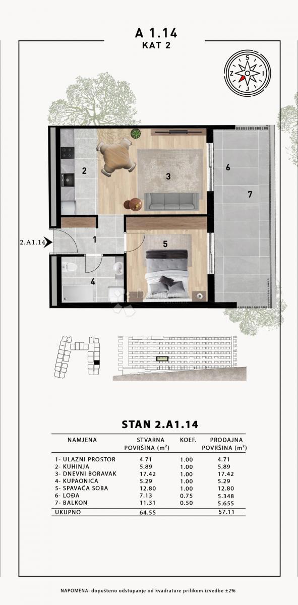 Allogio Crvene kuće, Zadar, 51,98m2