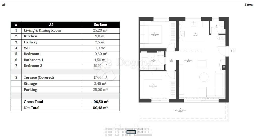 Allogio Zaton, Nin, 80,48m2