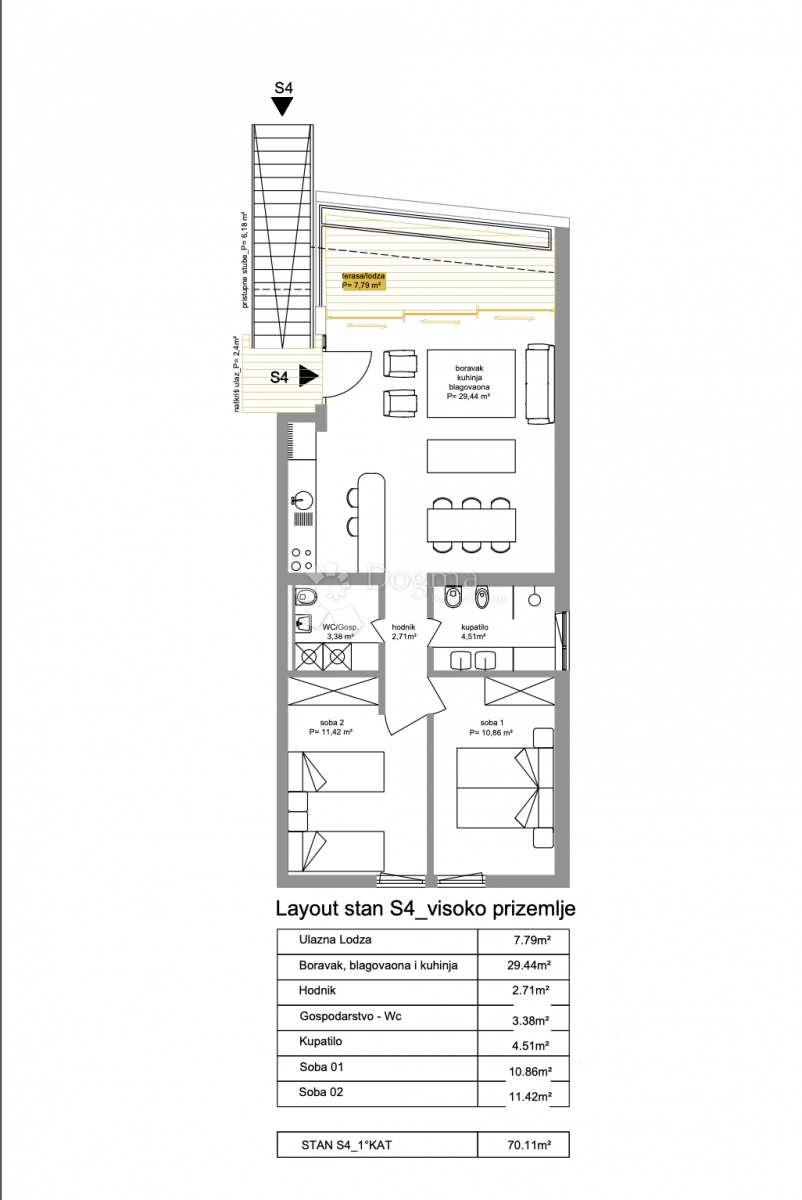 Allogio Brodarica, Šibenik - Okolica, 71m2