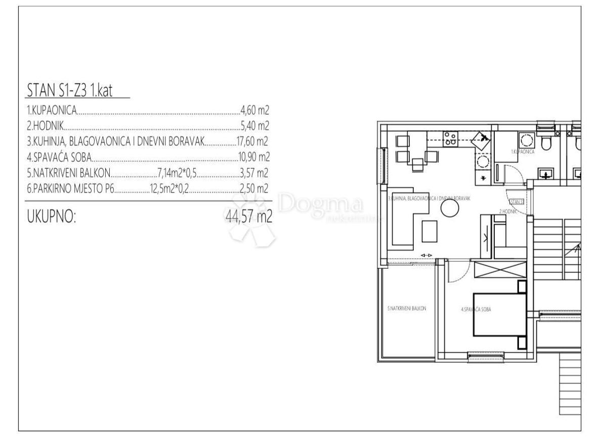 Allogio Donje Ražine, Šibenik, 44,57m2