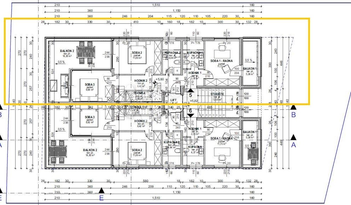 Appartamento Povljana, 122m2