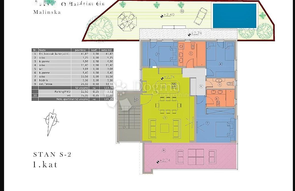 Appartamento Malinska, Malinska-Dubašnica, 113,54m2