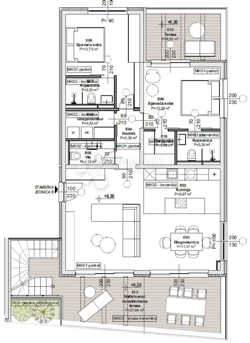 Allogio Tribunj, 117,44m2