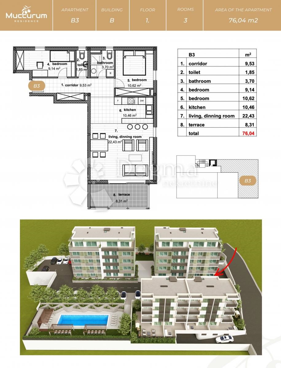 Allogio Makarska, 69,70m2