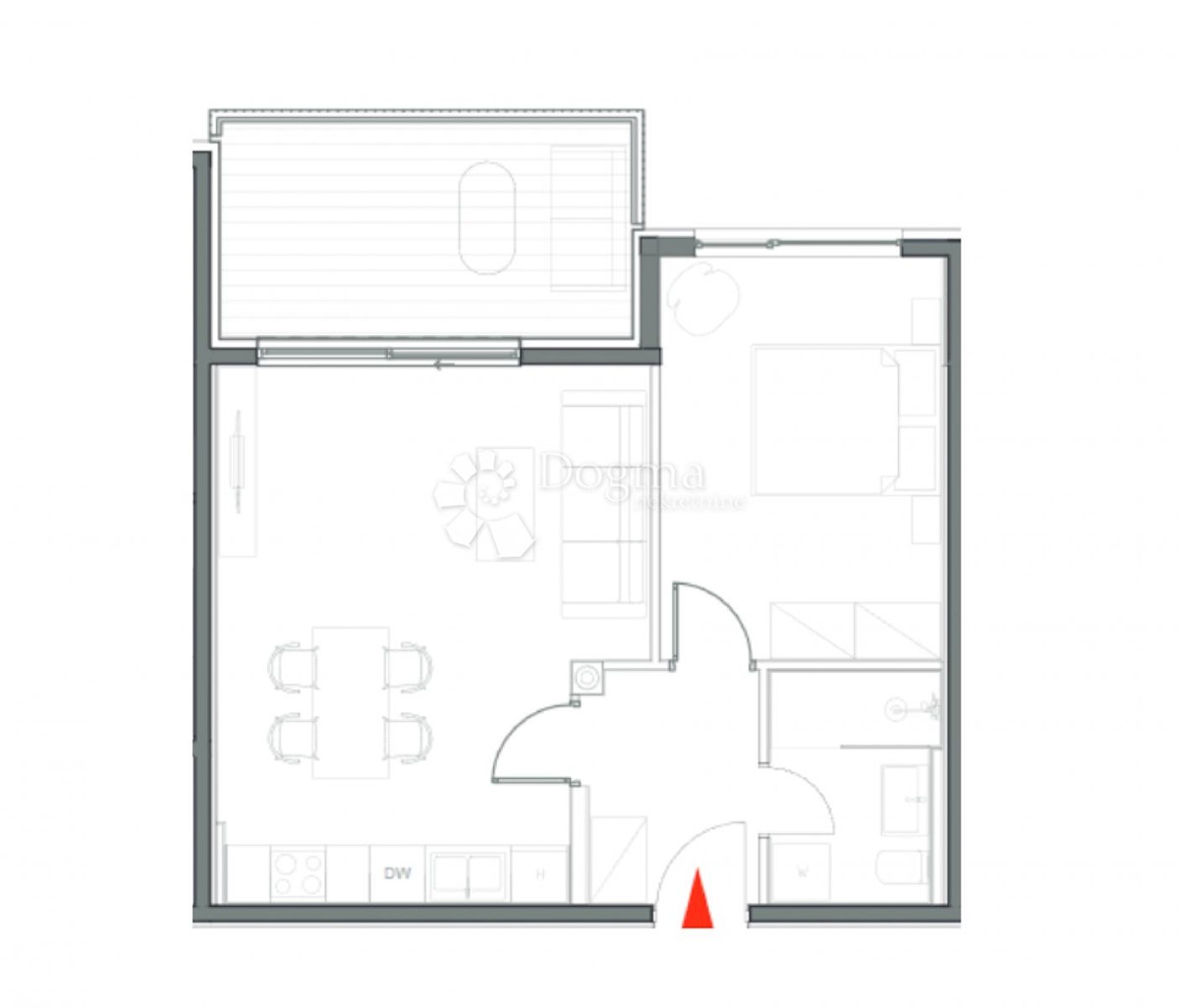 Appartamento monolocale, piano terra, con cortile, nuova costruzione, Umago
