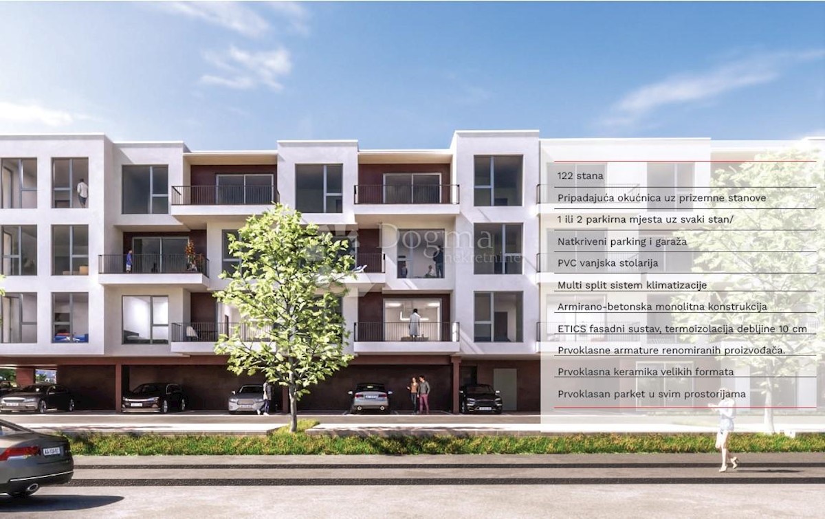 Umago, nuova costruzione, appartamento con vista e garage