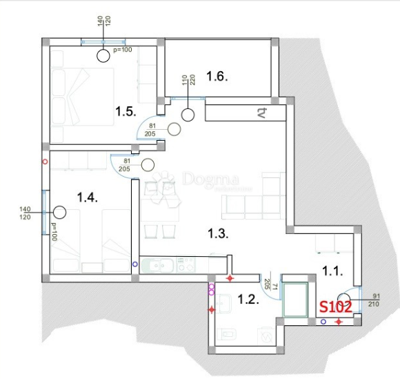 Allogio Peroj, Vodnjan, 54,66m2