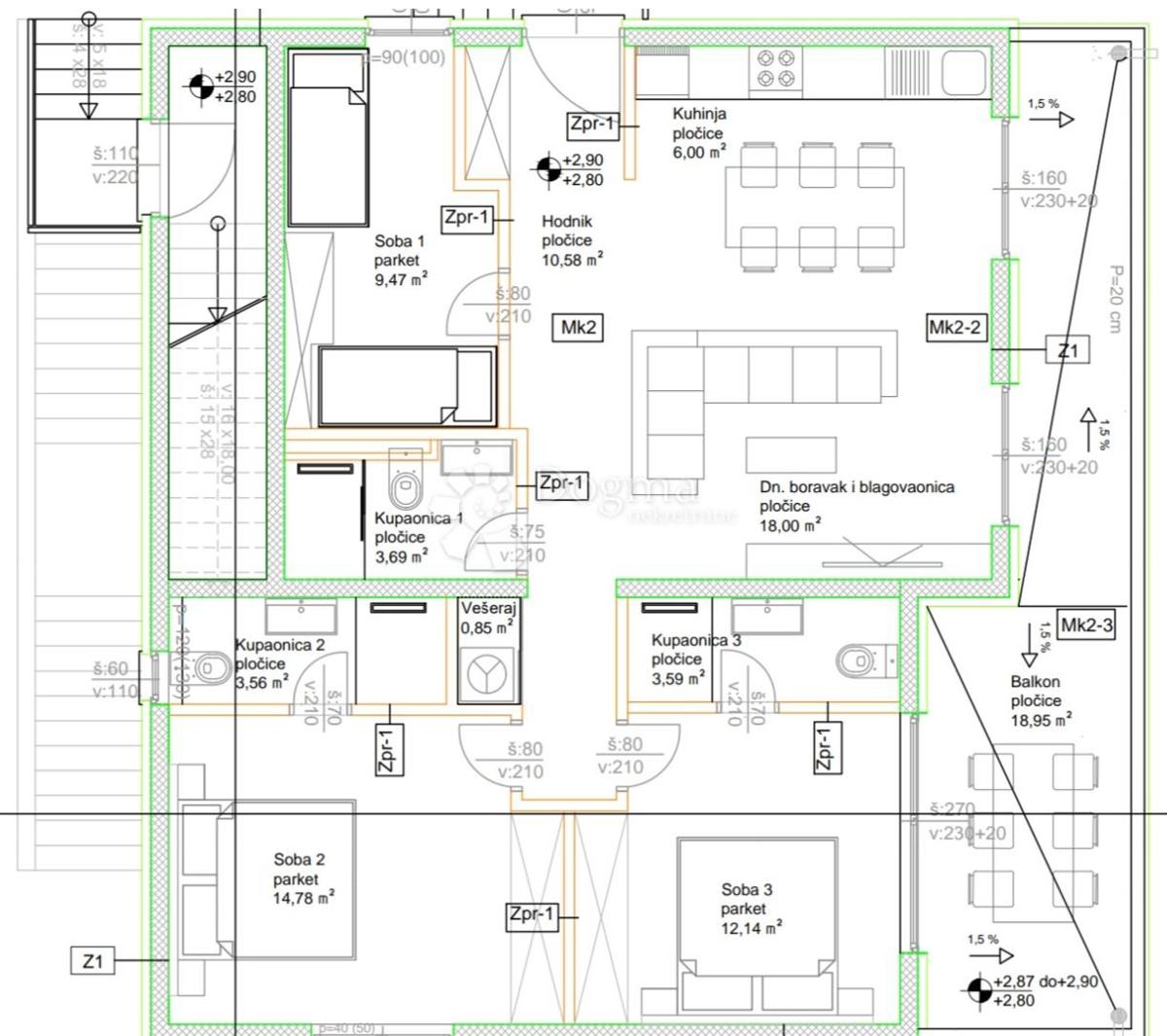 Allogio Okrug Gornji, Okrug, 150m2