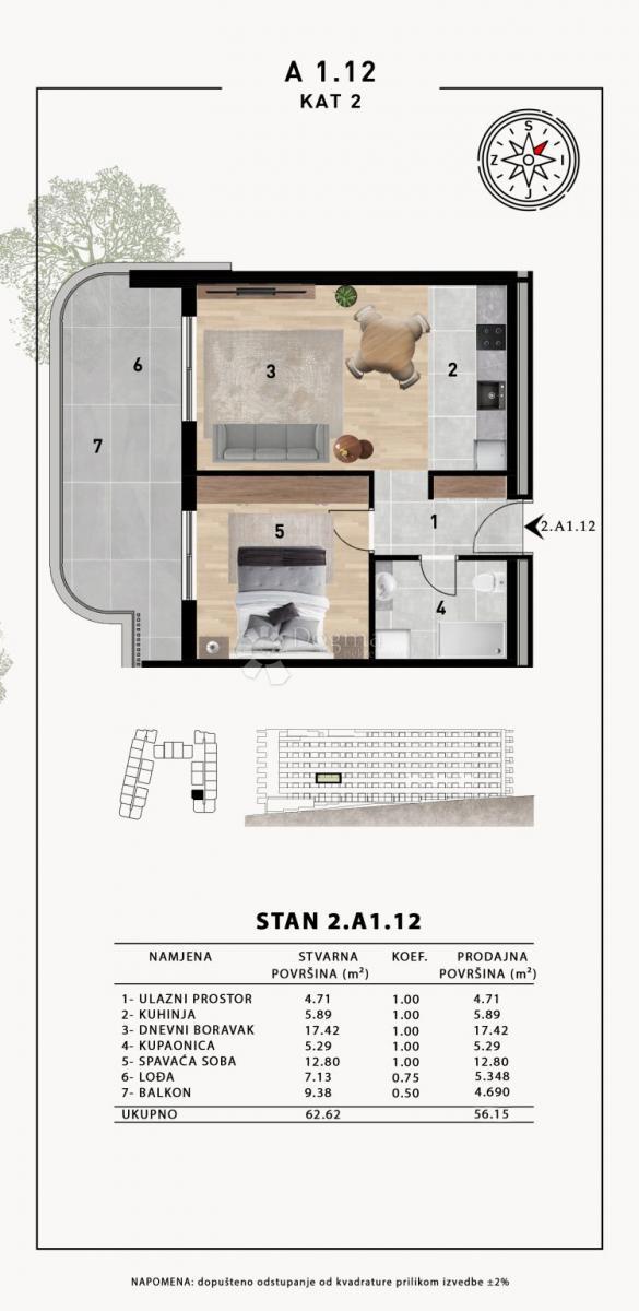 Allogio Crvene kuće, Zadar, 51,98m2