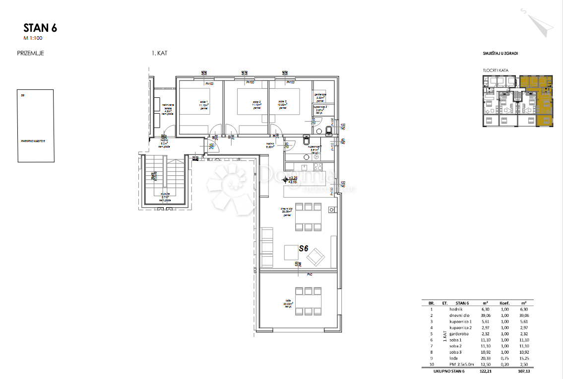 Nuovo edificio Privlaka S6 - Appartamento con tre camere da letto al 1° piano, a 120 m dal mare
