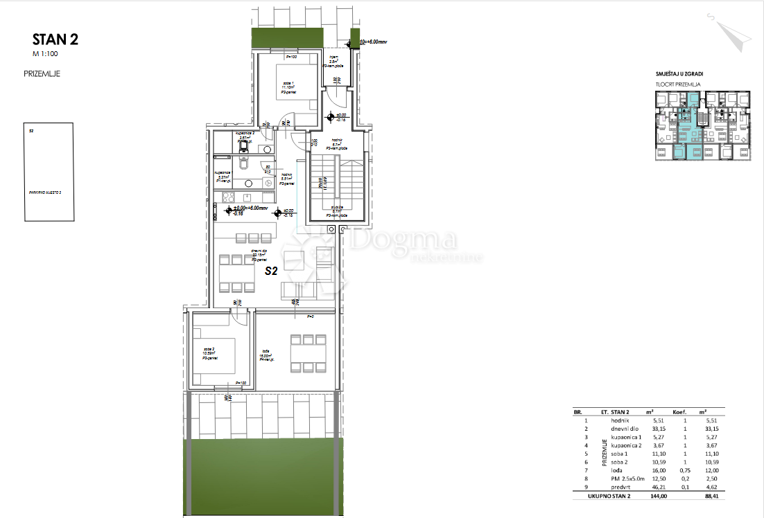 Nuovo edificio Privlaka - piano terra, 120 m dal mare