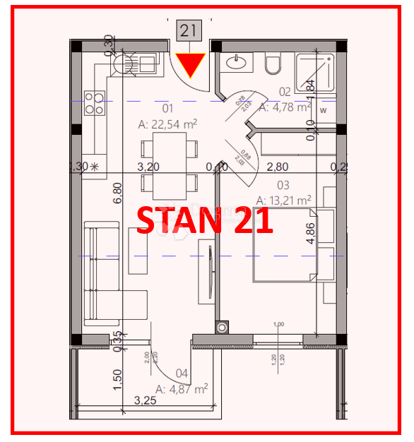 Allogio Monvidal, Pula, 54,96m2