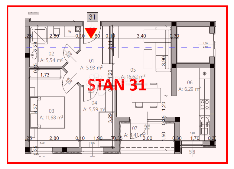 Allogio Monvidal, Pula, 54,96m2