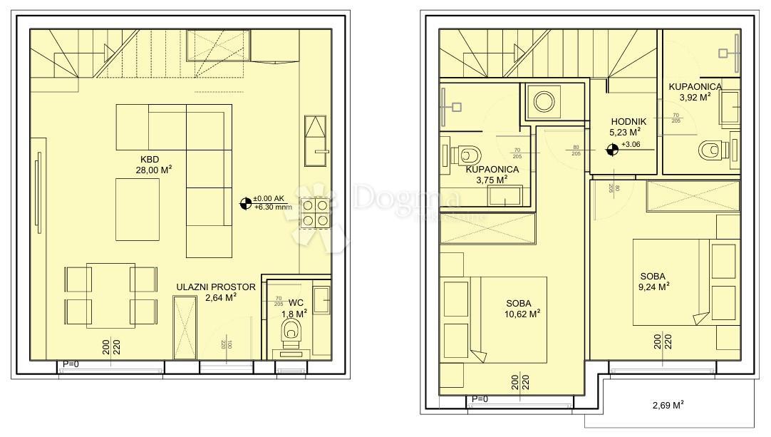 Allogio Sveti Petar na Moru, Sveti Filip I Jakov,  74,10 m²