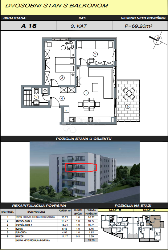 Allogio Makarska, 56,41m2