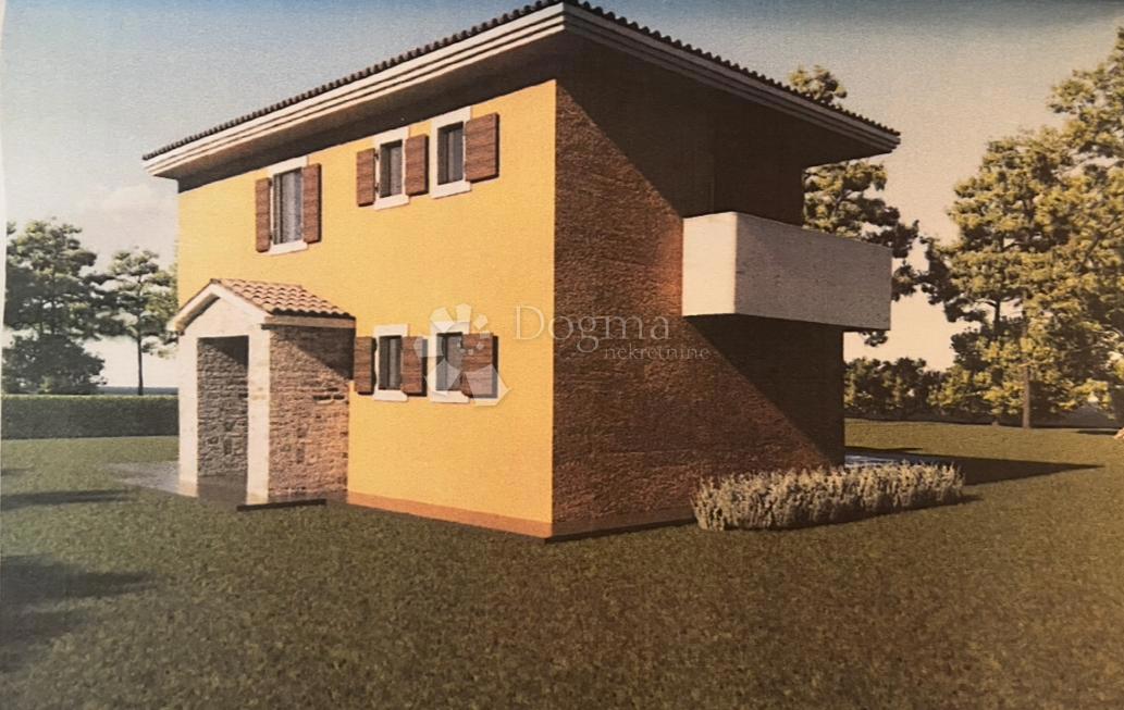 DINTORNI DI VIŠNJAN, TERRENO CON PROGETTO PER LA COSTRUZIONE DI UNA CASA CON PISCINA