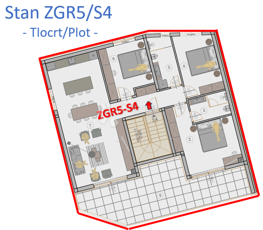 MIGLIOR POSIZIONE ACCESSIBILE A POLA ZGR5/S4, attico, tre camere da letto