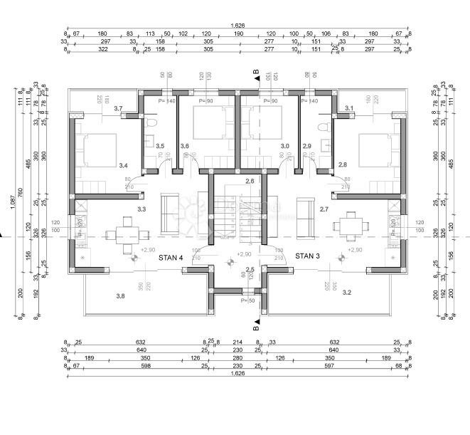 Appartamento di nuova costruzione di alta qualità a Povljana S3