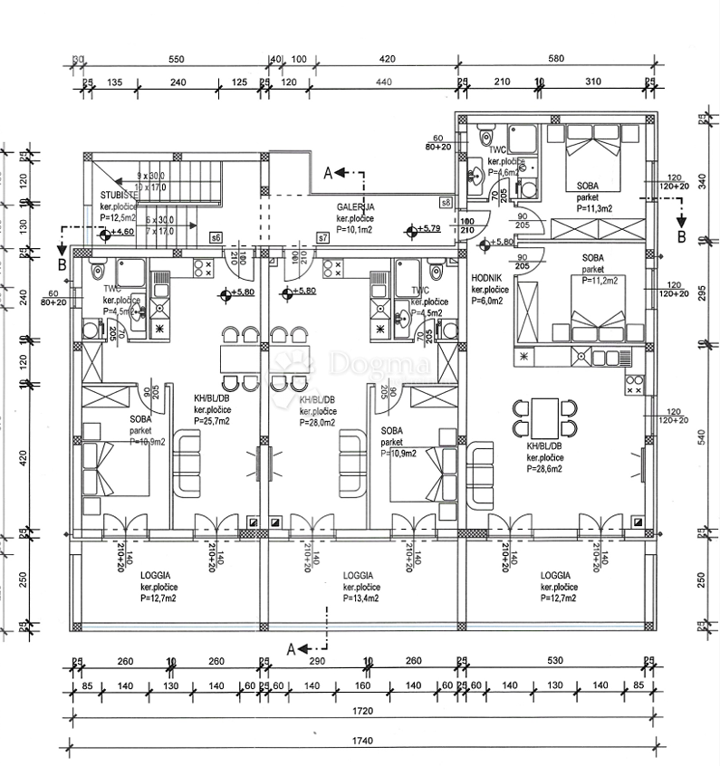 Allogio Crvene kuće, Zadar, 78,47m2