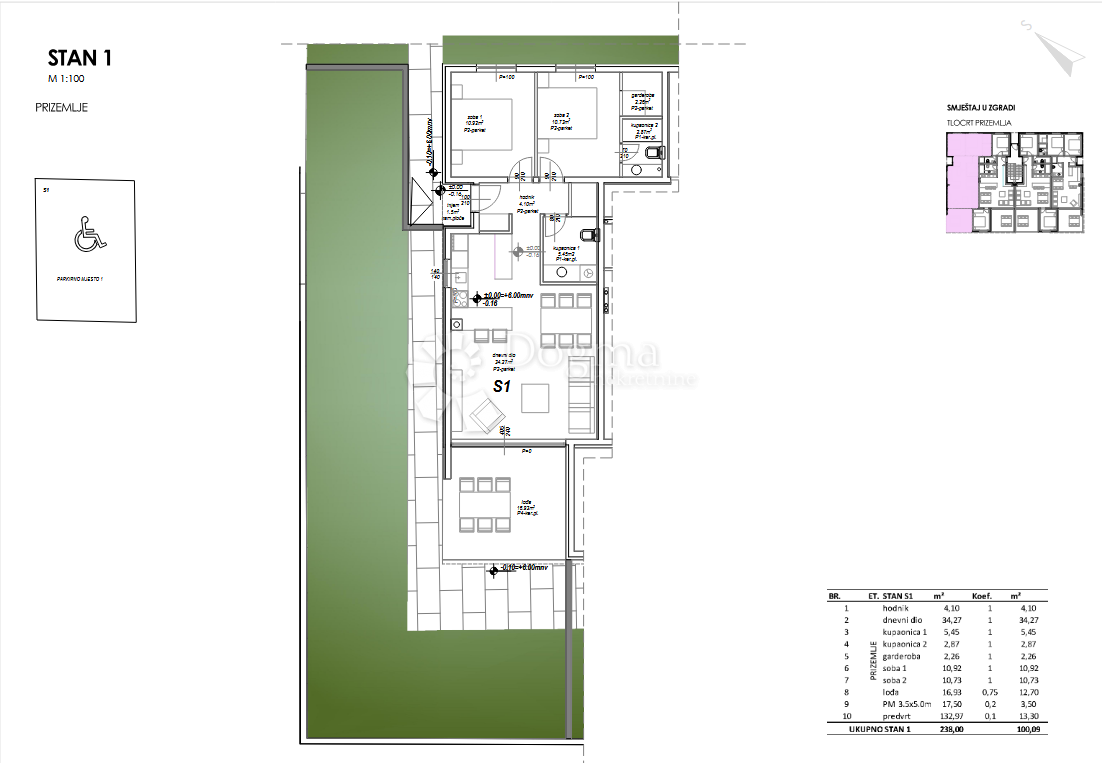 Nuovo edificio Privlaka – piano terra con loggia, 120 m dal mare