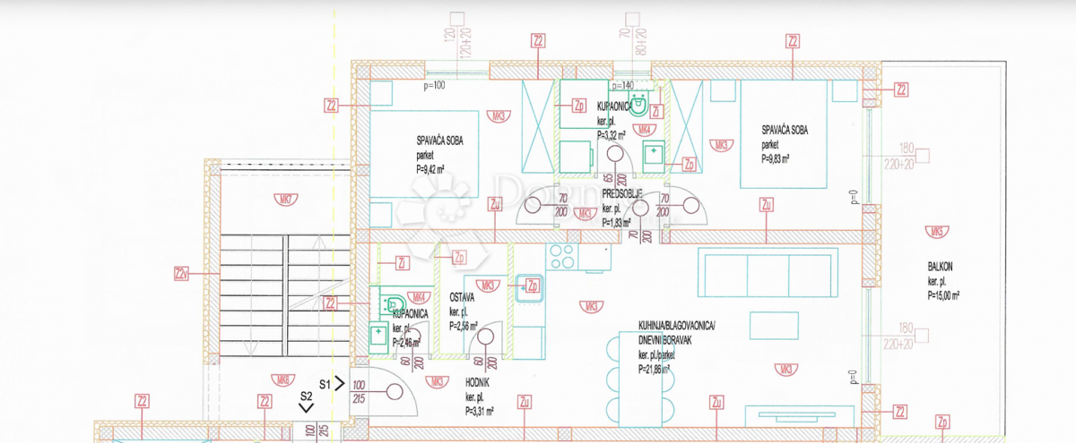 Allogio Okrug Gornji, Okrug, 54,59m2