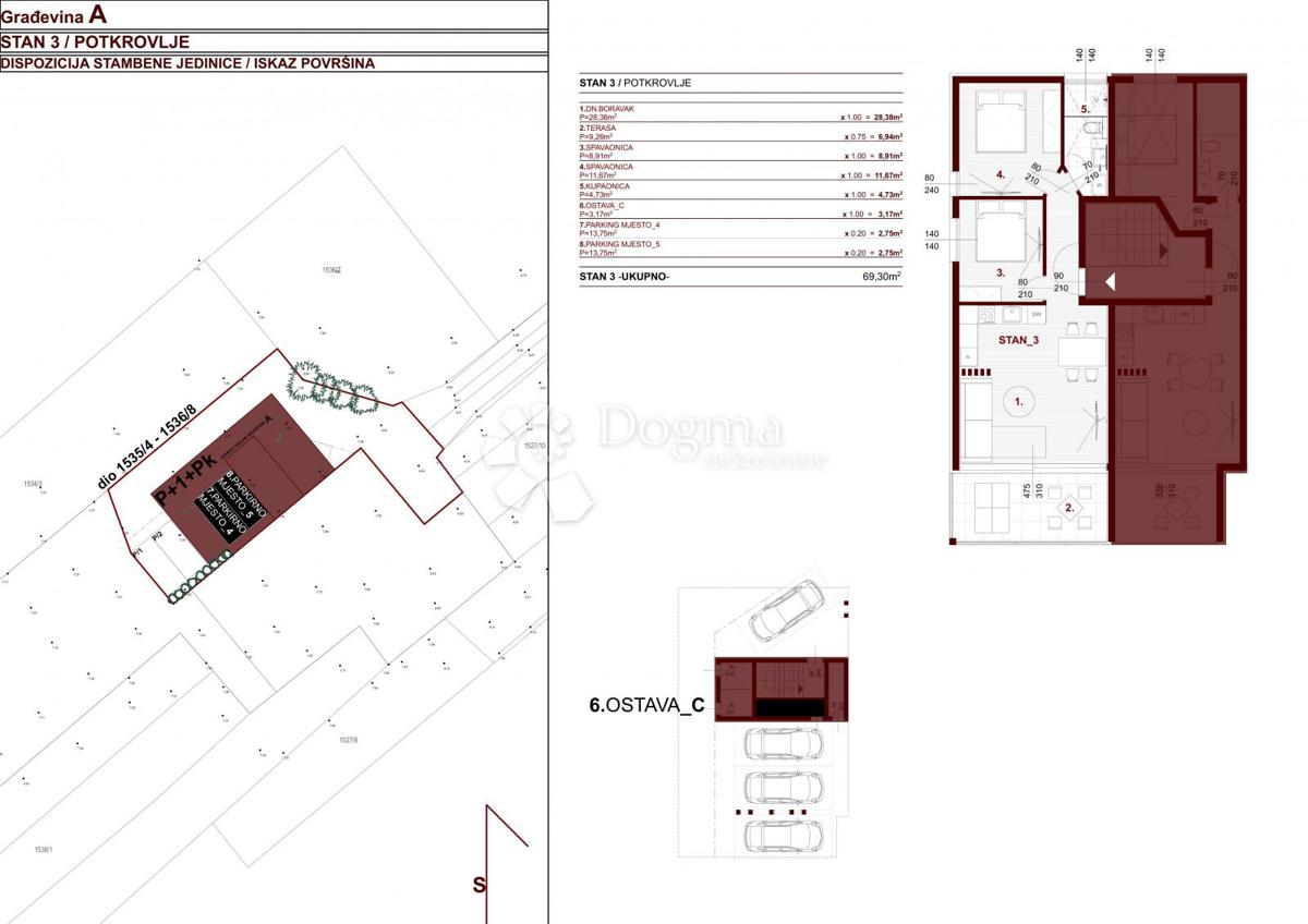 Allogio Bibinje, 69,30m2