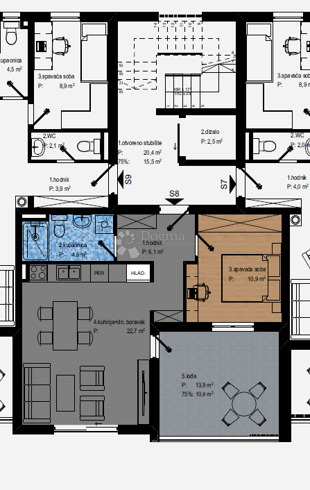 Allogio Vidikovac, Zadar, 75,72m2