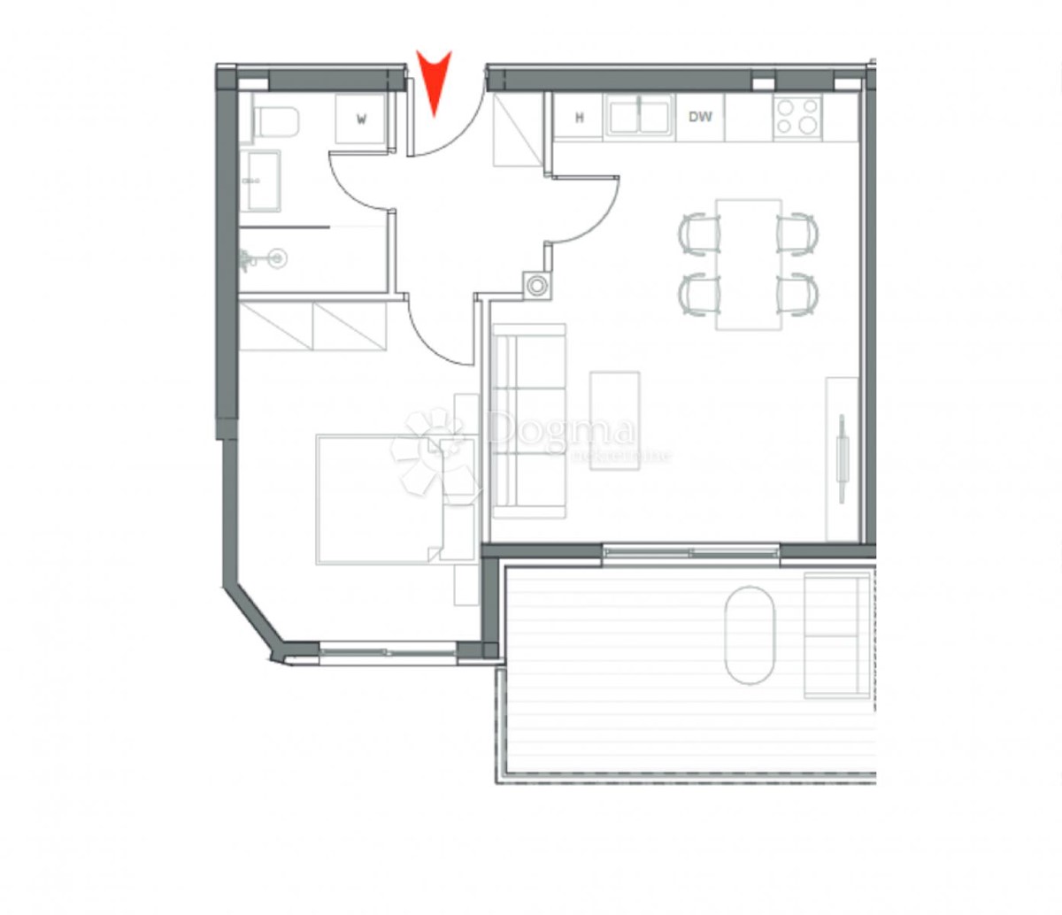 Appartamento monolocale, piano terra, con cortile, nuova costruzione, Umago