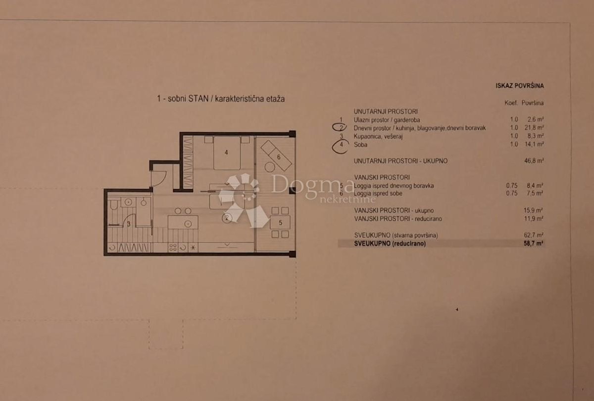 Allogio Belafuža, Zadar, 42,65m2