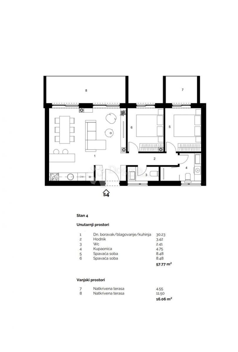 Allogio Bilice, Šibenik - Okolica, 55,07m2
