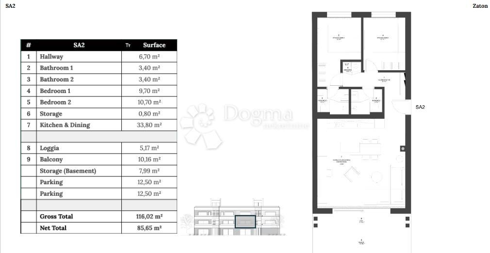 Allogio Zaton, Nin, 85,65m2