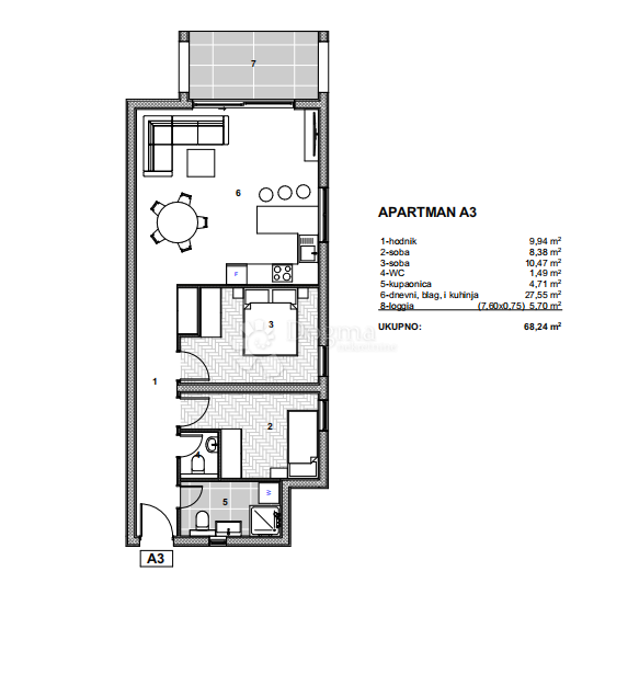 Allogio Arbanija, Trogir - Okolica, 75,58m2