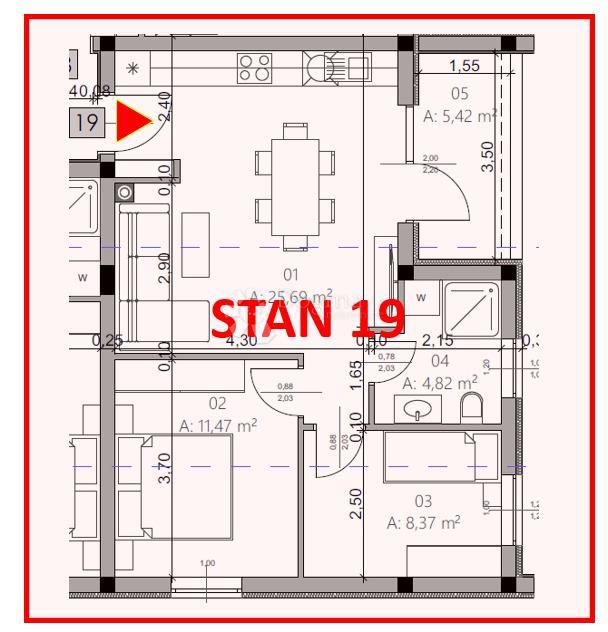 Allogio Monvidal, Pula, 54,96m2